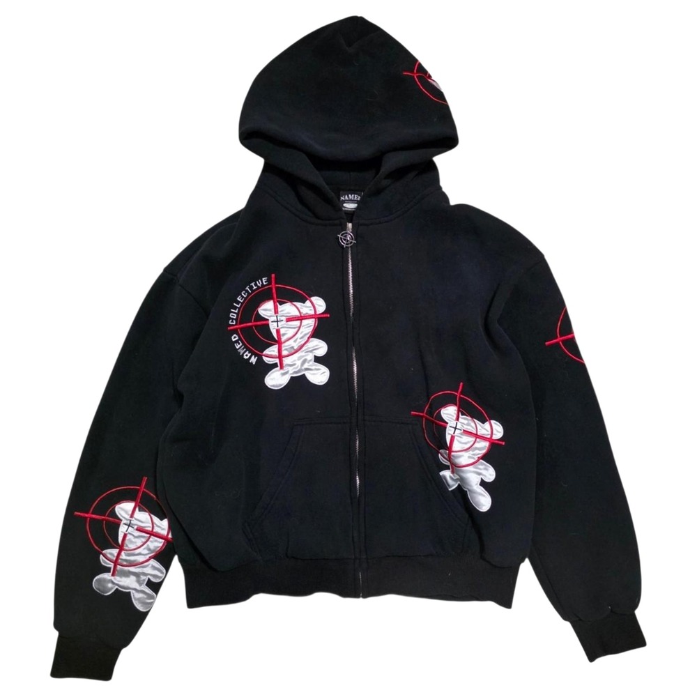 Named collective teddy bear target oversized black hoodie zip up